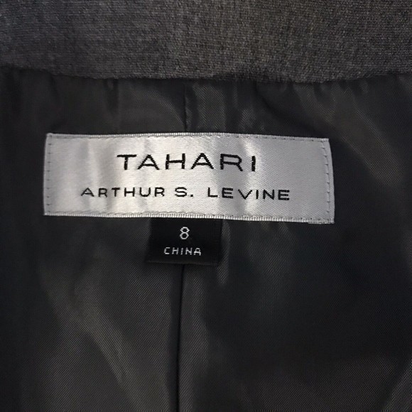 Tahari Arthur S. Levine Size‎ 8 Gray w/ Gray Multi Trim Jacket Long Sleeve - Picture 11 of 13